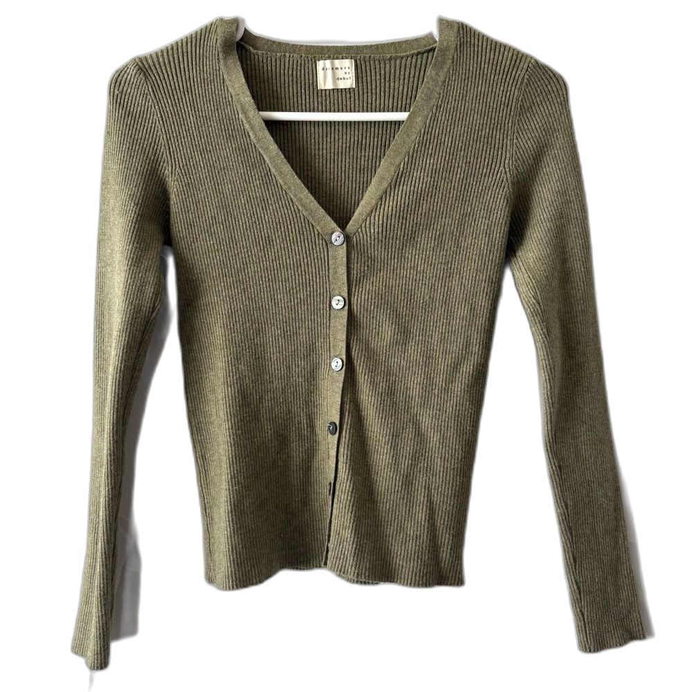 Dreamers by Debut Ribbed V-Neck Cardigan Sweater